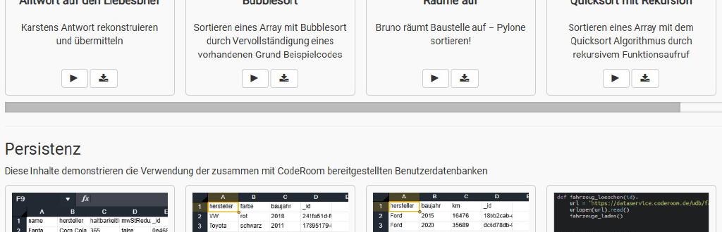 Showcase für kuratierte Unterrichtsinhalte